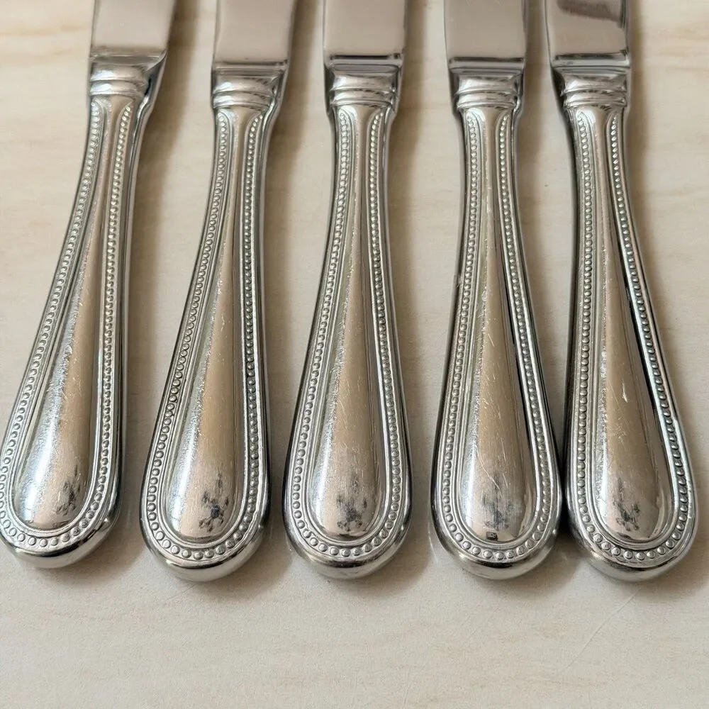 5pc Wallace Continental Bead Steak Knives 9 1/8” Stainless 18/10 China